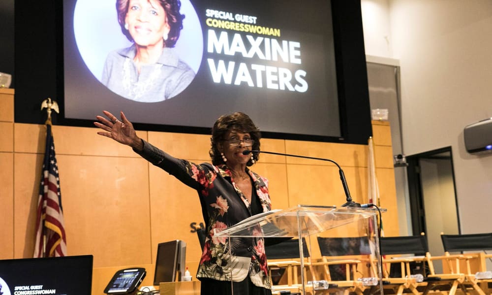 Congresswoman Maxine Waters speaking at the HBCU IN LA Showcase